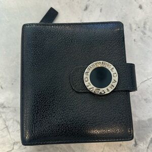 Bvlgari compact black leather wallet